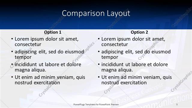 Comparison presentation slide layout