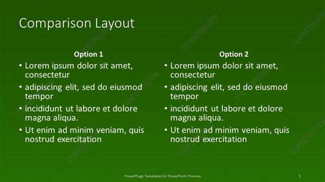 Comparison presentation slide layout