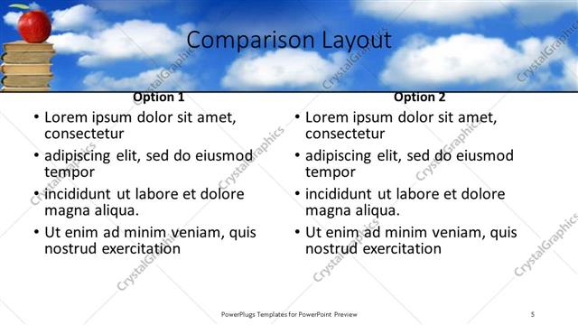 Comparison presentation slide layout