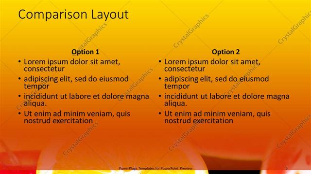 Comparison presentation slide layout