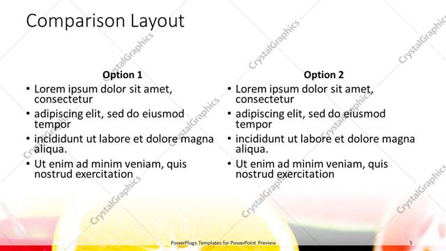 Comparison presentation slide layout