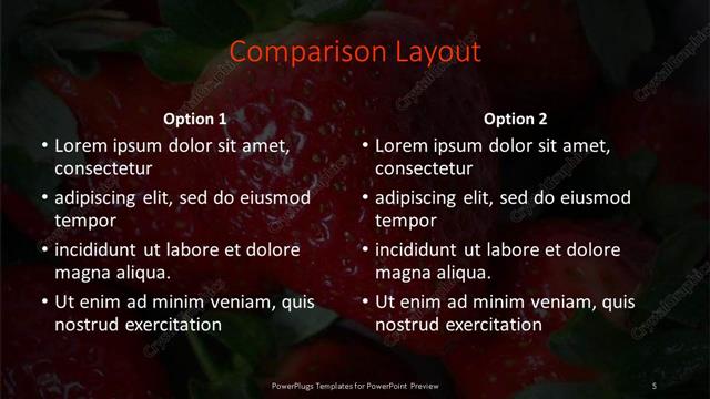 Comparison presentation slide layout