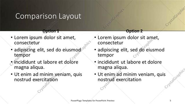 Comparison presentation slide layout