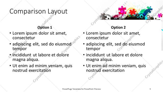 Comparison presentation slide layout
