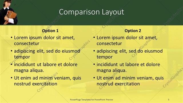 Comparison presentation slide layout