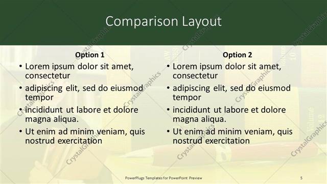Comparison presentation slide layout