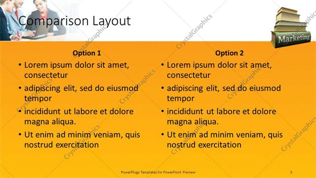 Comparison presentation slide layout