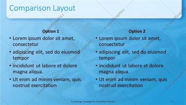 Comparison presentation slide layout