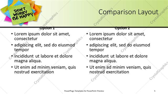 Comparison presentation slide layout
