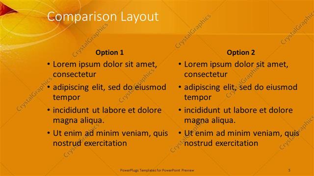 Comparison presentation slide layout
