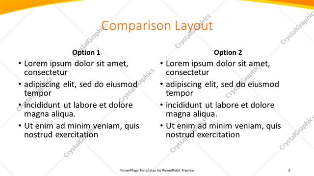 Comparison presentation slide layout