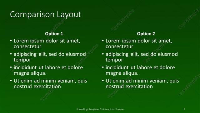Comparison presentation slide layout