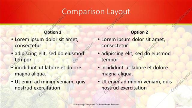 Comparison presentation slide layout