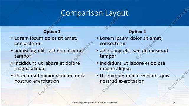 Comparison presentation slide layout