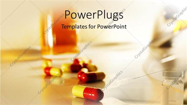  Presentation with medical pills - Pills and injection for healthier living depicting medical care