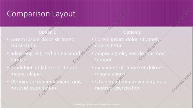 Comparison presentation slide layout
