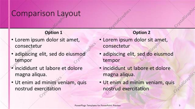 Comparison presentation slide layout
