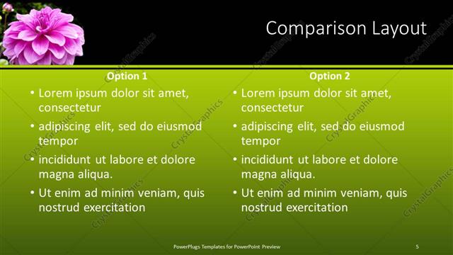 Comparison presentation slide layout