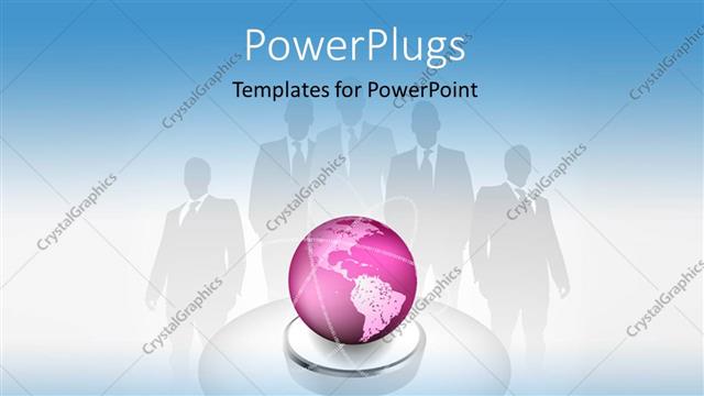  Presentation with business pink - A pink globe with the shadow of professionals in the background