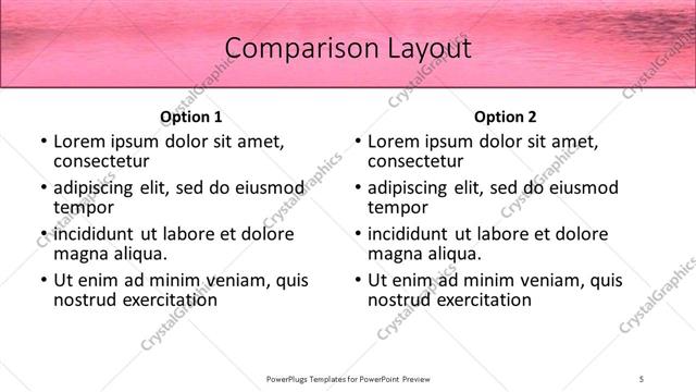 Comparison presentation slide layout