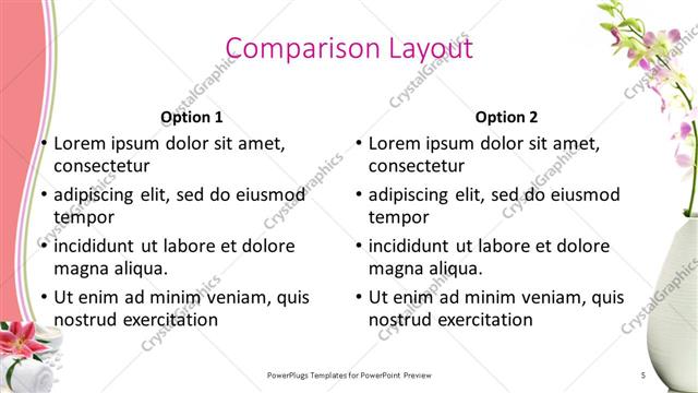 Comparison presentation slide layout