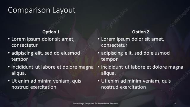 Comparison presentation slide layout