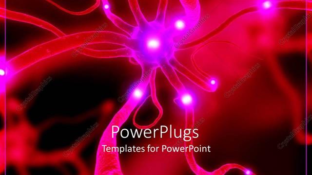  Presentation with white cells - Pink and white colored shinning active neurone cells on a blurry background