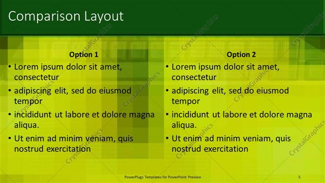 Comparison presentation slide layout