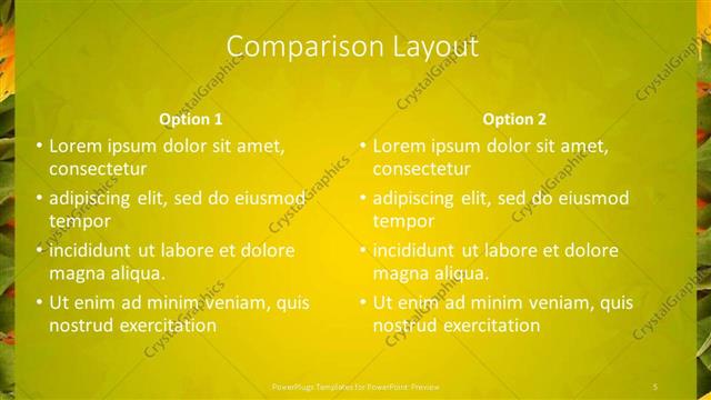 Comparison presentation slide layout