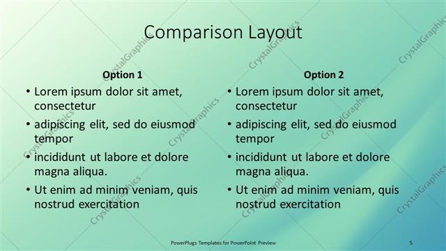 Comparison presentation slide layout