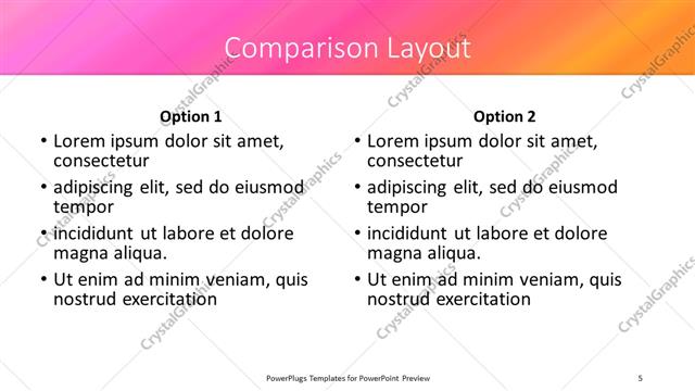 Comparison presentation slide layout