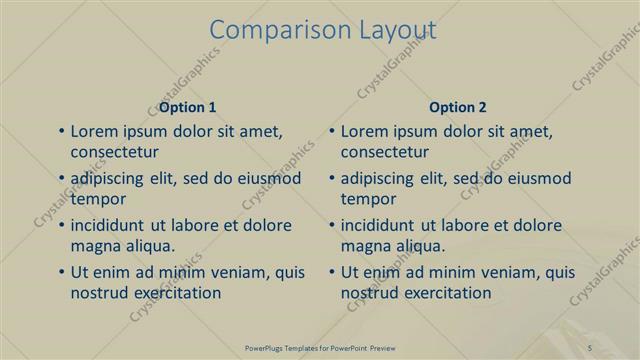 Comparison presentation slide layout