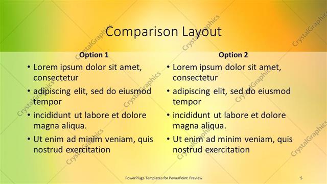 Comparison presentation slide layout