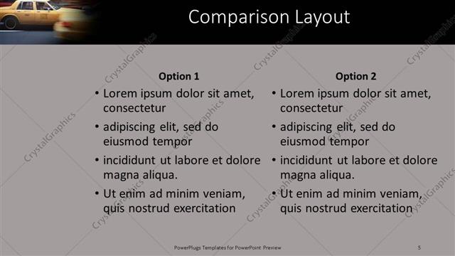 Comparison presentation slide layout