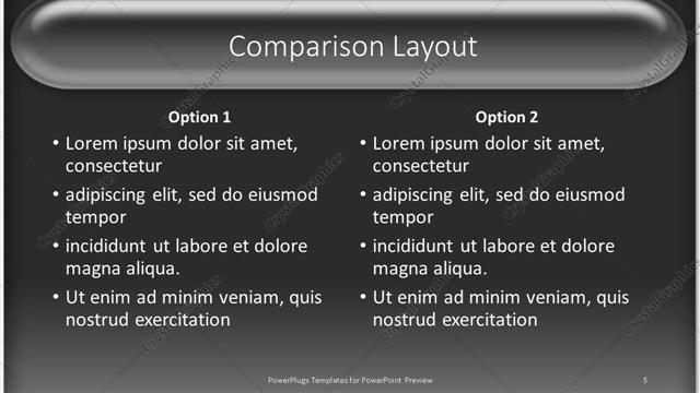 Comparison presentation slide layout