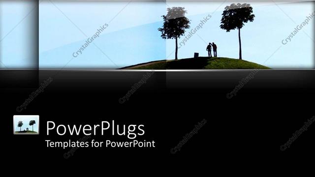  Presentation with tile - Plain black background tile with two humans and trees