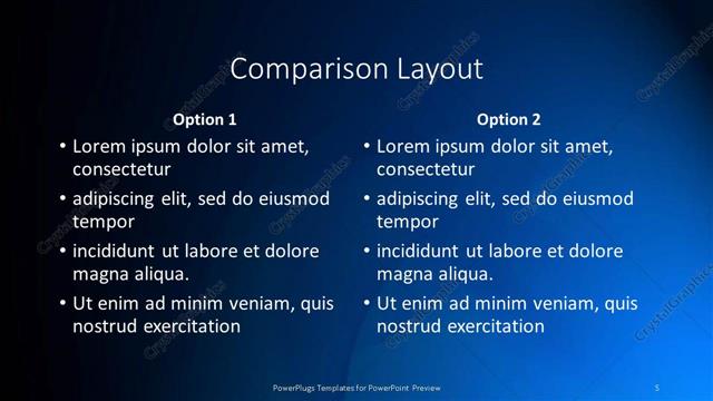 Comparison presentation slide layout