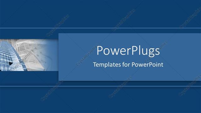 Preview This Beautiful Template for PowerPoint & Google Slides plain blue background with bar showing skyscraper