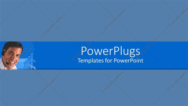  Presentation with blue plain - A plain blue background surface tile with a smiling man