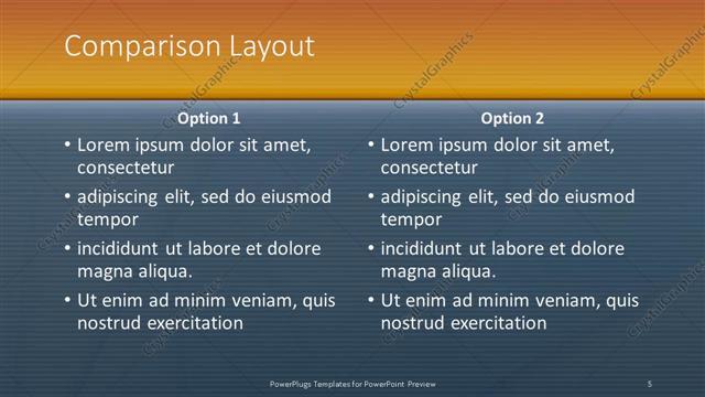Comparison presentation slide layout