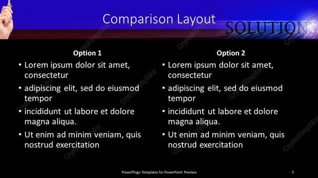 Comparison presentation slide layout