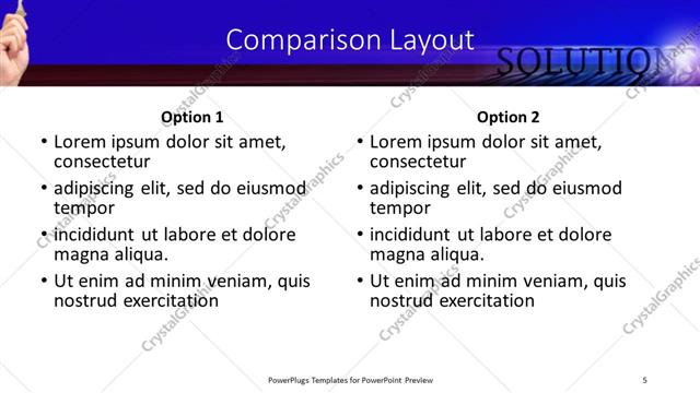 Comparison presentation slide layout