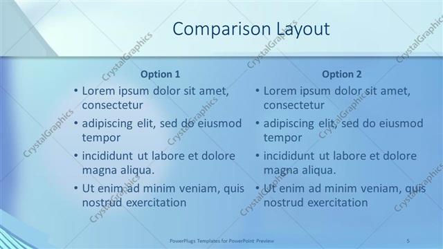 Comparison presentation slide layout