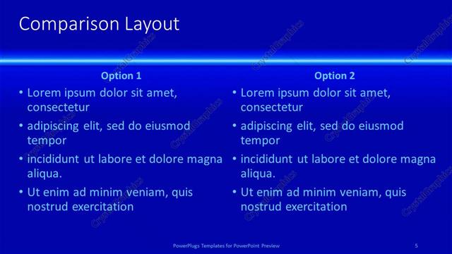 Comparison presentation slide layout