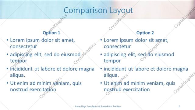 Comparison presentation slide layout
