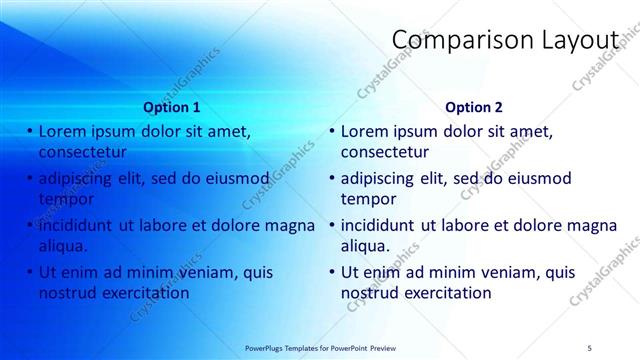 Comparison presentation slide layout