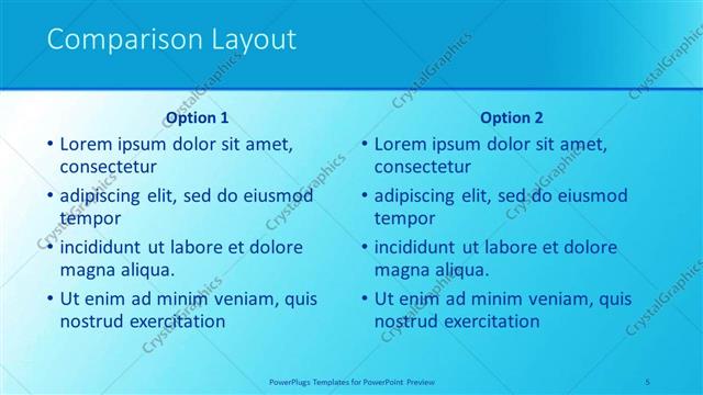 Comparison presentation slide layout