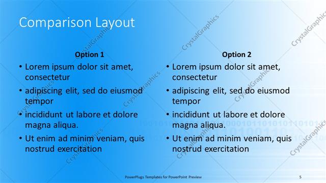Comparison presentation slide layout