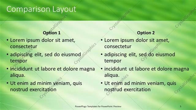 Comparison presentation slide layout
