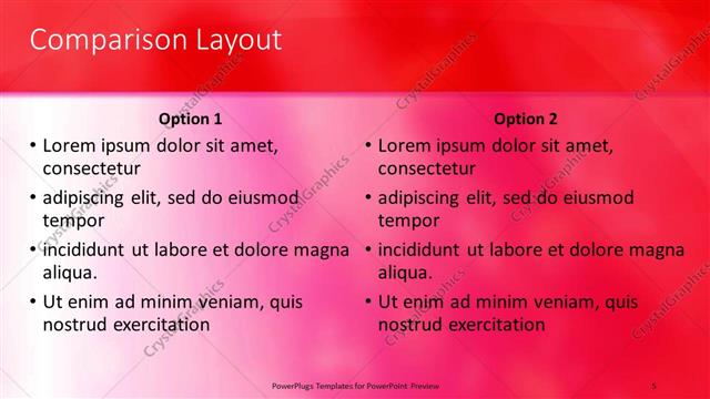 Comparison presentation slide layout